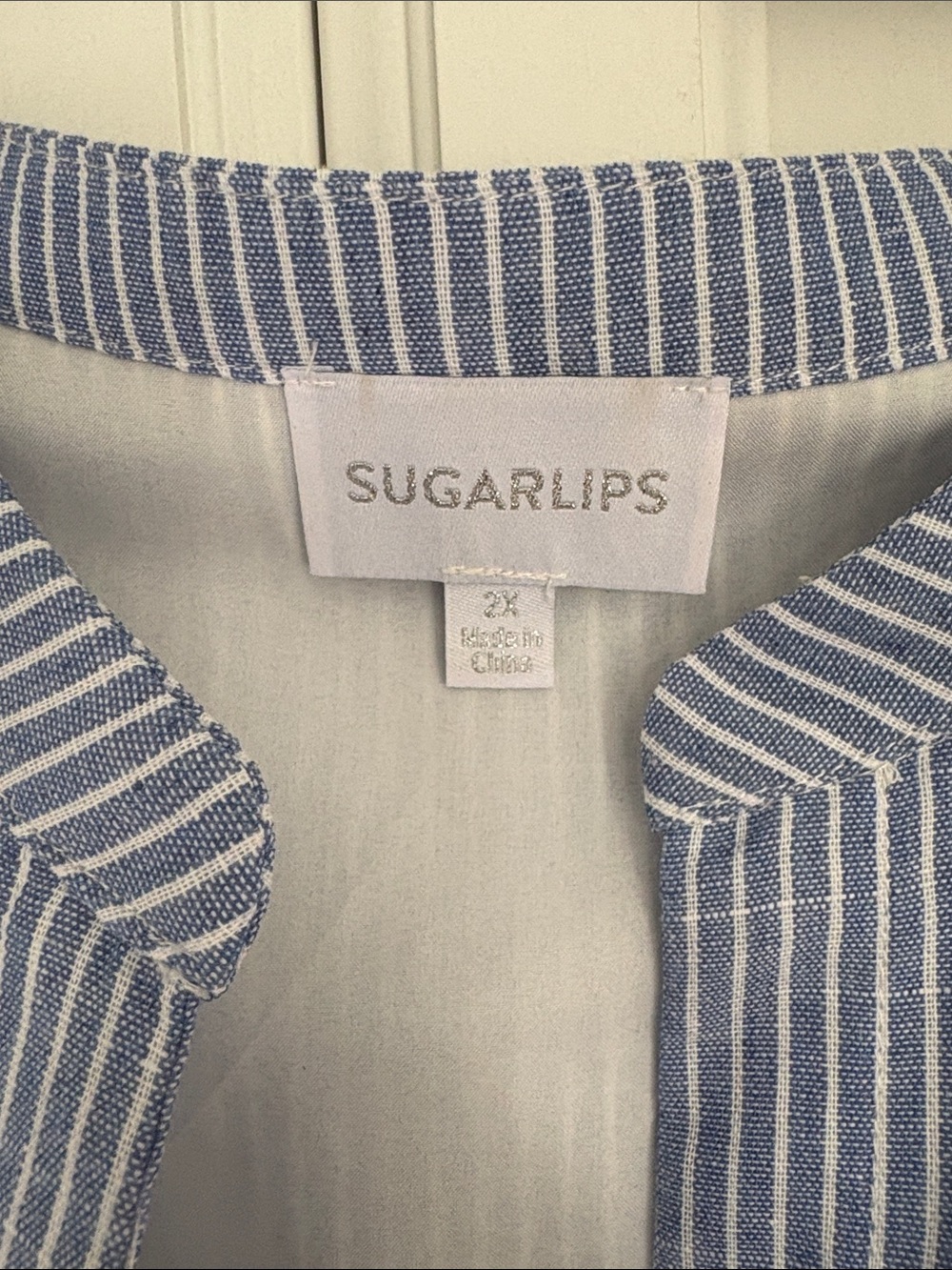 Sugarlips Light Blue & White Striped Puff-Sleeve Midi Dress - Picture 3 of 5